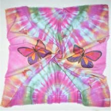 Square cotton scarf Cotton scarf batik Hand painted scarf with butterflies
