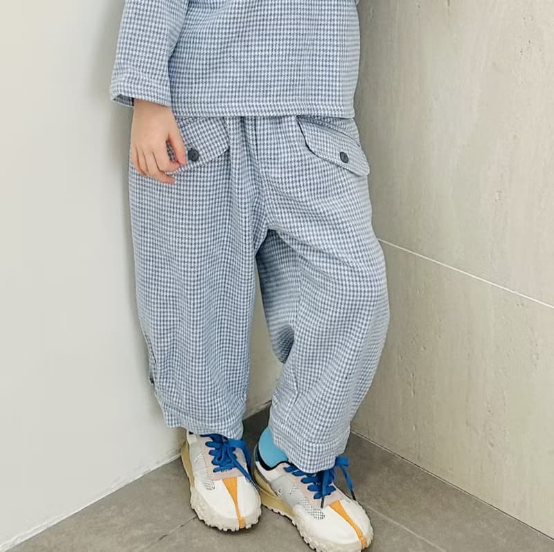 藍色千鳥紋休閒長褲子 / 童裝