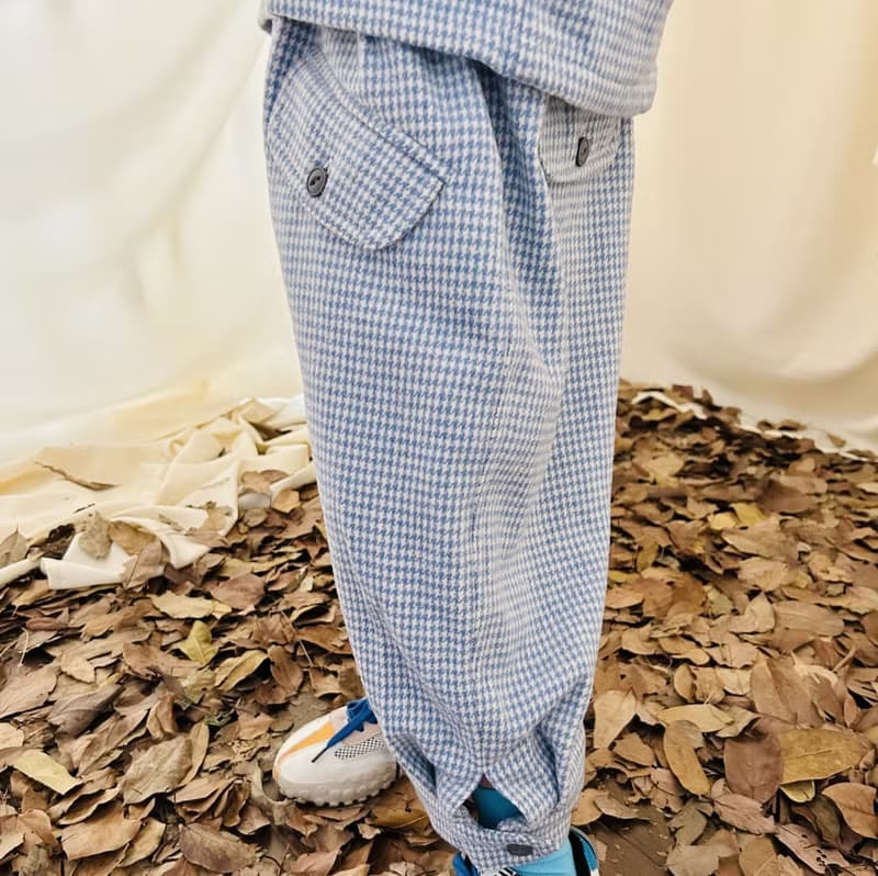 藍色千鳥紋休閒長褲子 / 童裝