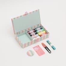 Vintage stripe sewing kit mini storage box