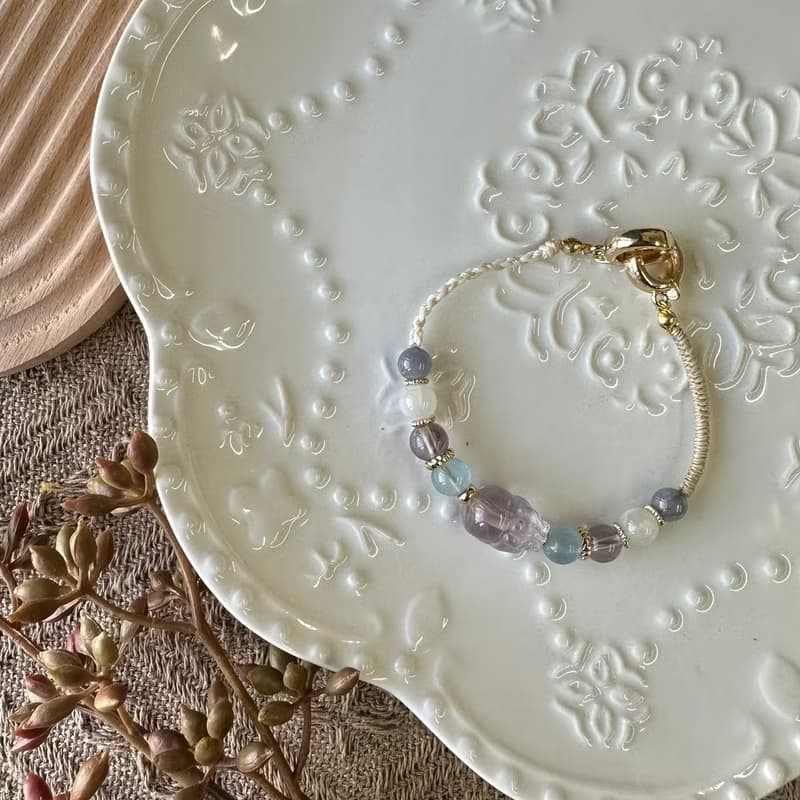 智慧紫水晶貔貅編織手鍊