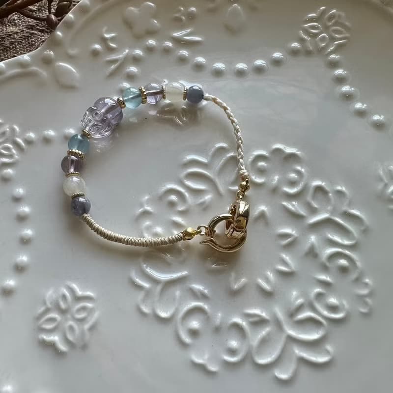 智慧紫水晶貔貅編織手鍊