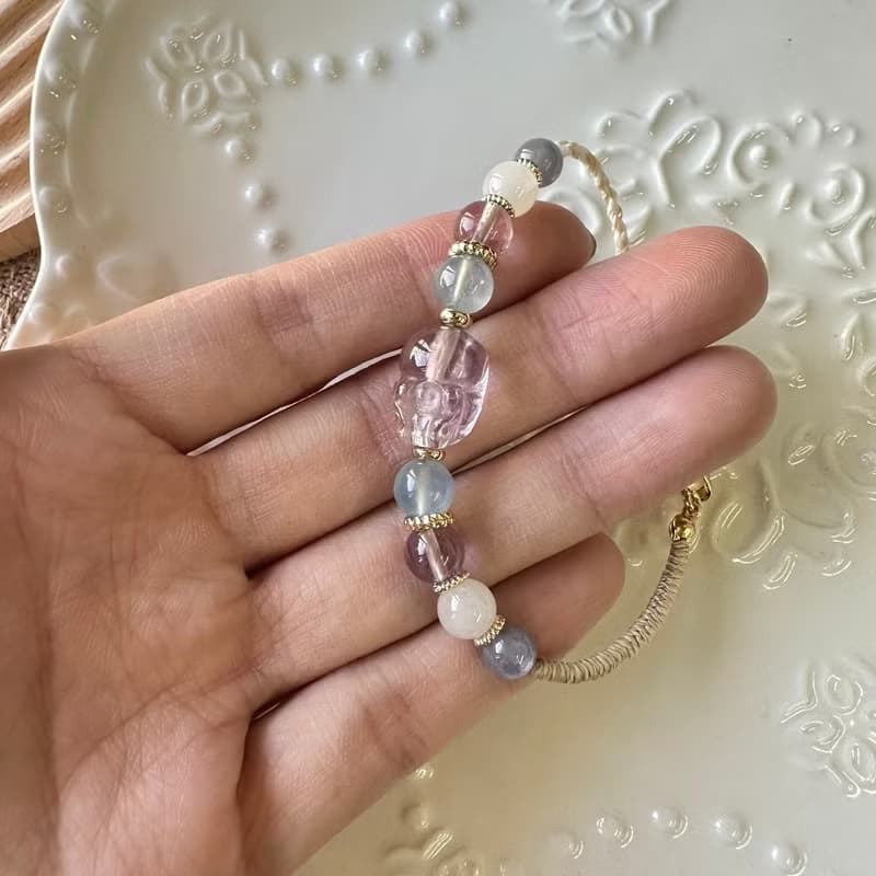 智慧紫水晶貔貅編織手鍊