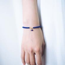 阿富汗青金石14KGF手鍊 | 4mm天然石14K包金手鍊 | 純天然無染色