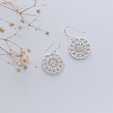 │蕾絲編織│ 手工耳飾 925純銀 蕾絲花 【花織】