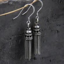 Real S925 Sterling Thai Silver Women Vintage Ethnic Statement Earrings