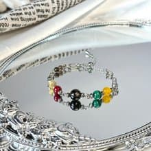 本自俱足五行水晶手鍊 - 金運石/硃砂/鈦晶/孔雀石/瑪瑙