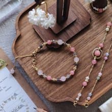 【春天來了】珊瑚色的十六分音符 | 冰種紅紋石 菫青石 珍珠 可調