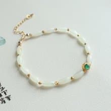 天然和田玉小米珠手鏈 羊脂玉手鏈 玉質細膩 脂份厚 極細輕奢手鏈