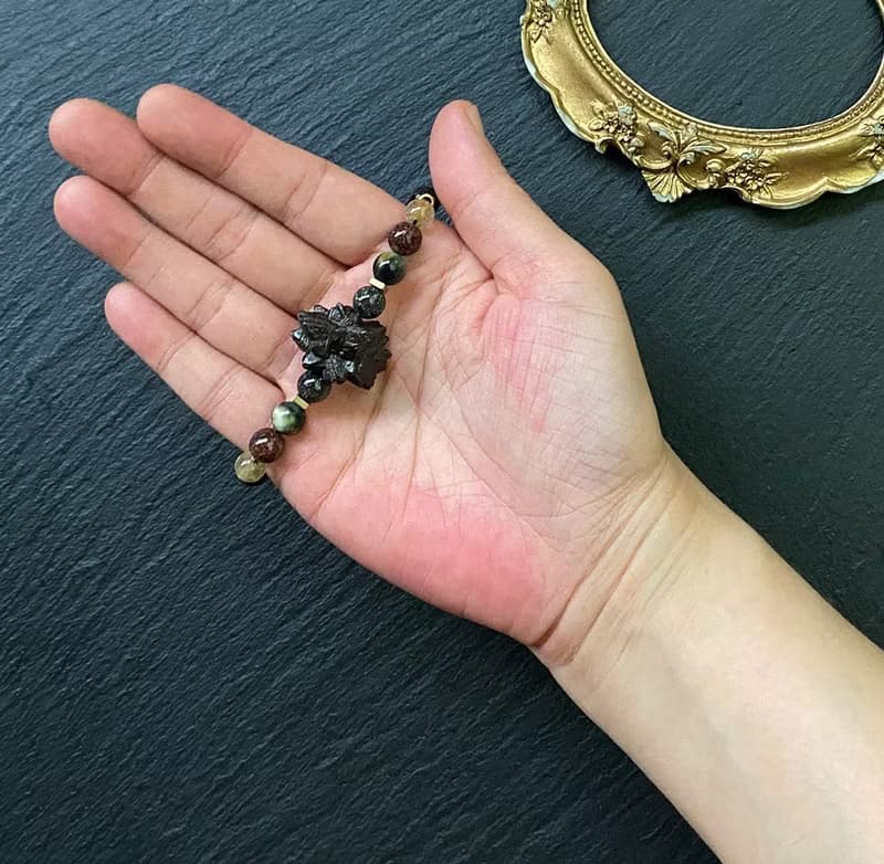 埃及預言石x滿礦黑髮晶x滿礦紅幽靈x黃藍虎眼石x金髮晶黃銅手鍊