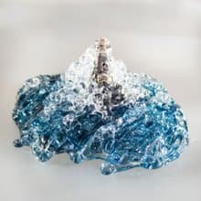 Realistic Wave Blown Glass Sculpture with Silver Lighthouse