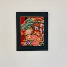 きものアート　vintage 和モダン アートパネル 和風インテリア 梅 プレゼント 結婚祝 新築祝 長寿祝 縁起物 014 made in japan