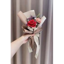 奶茶色永生花花束 單支玫瑰花束 永生玫瑰花 情人節花束