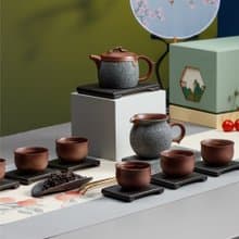 陸寶 泉林雅集 1壺1海6杯+壺承 原礦陶 茶具組