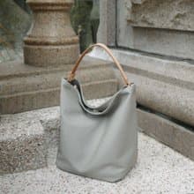 質感帆布 MINI水桶包 Mini bucket bag #86卡其棕/淡綠