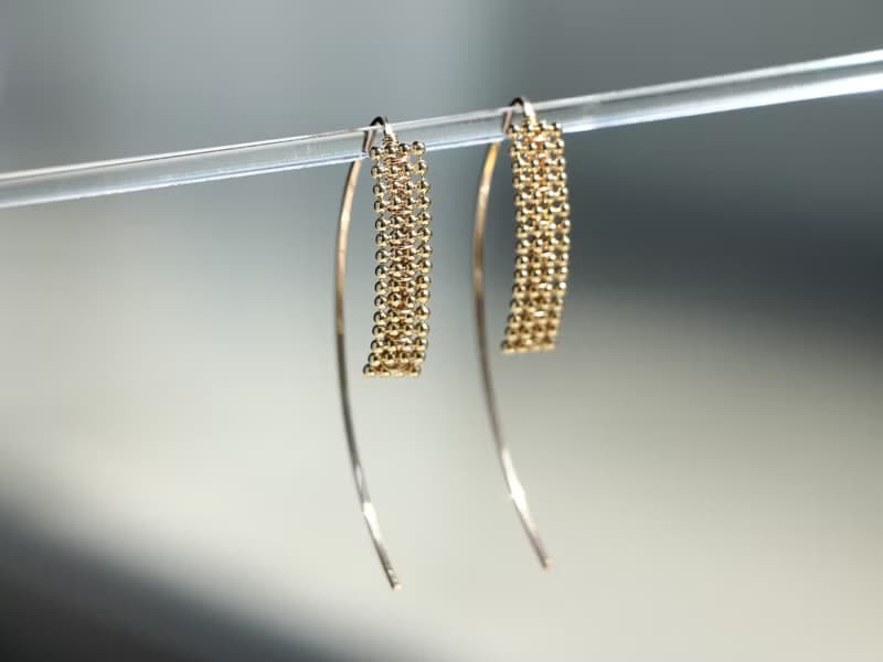 14kgf- ball bar marquis pierced earrings