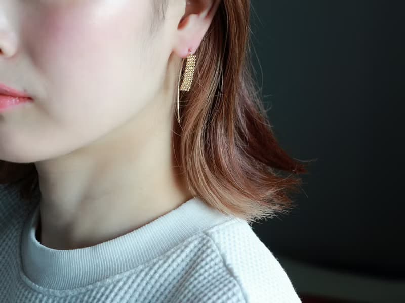 14kgf- ball bar marquis pierced earrings