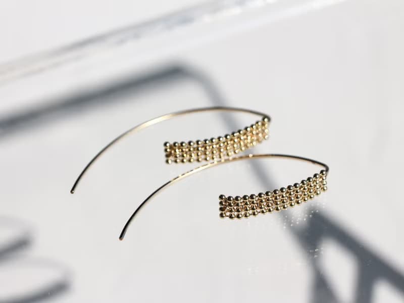 14kgf- ball bar marquis pierced earrings