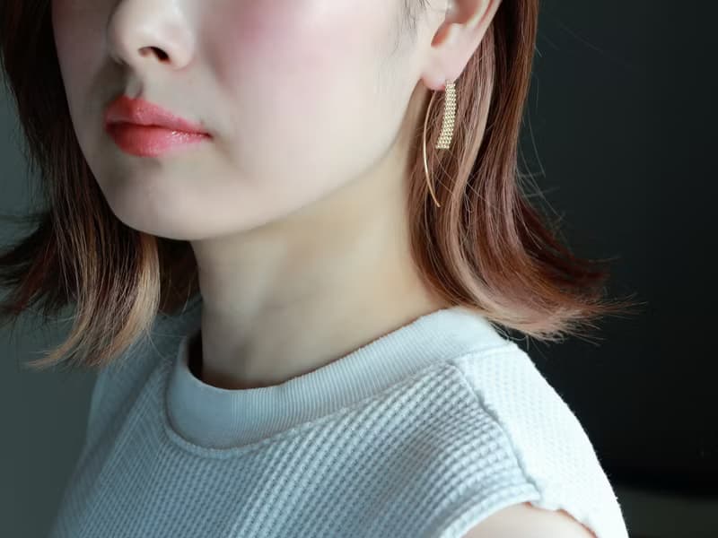 14kgf- ball bar marquis pierced earrings