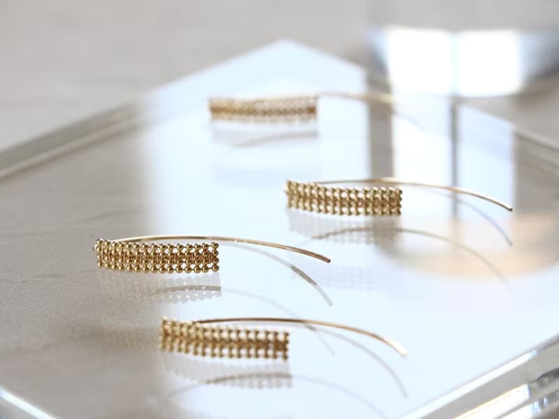 14kgf- ball bar marquis pierced earrings