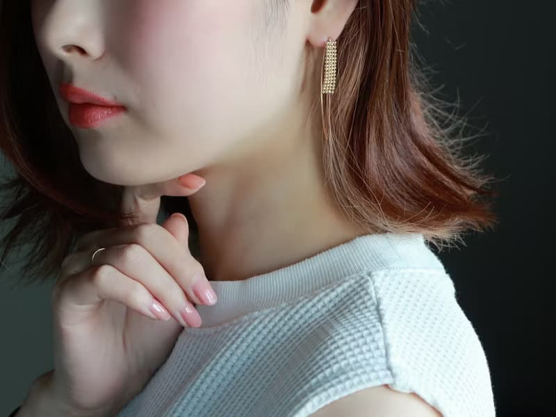 14kgf- ball bar marquis pierced earrings