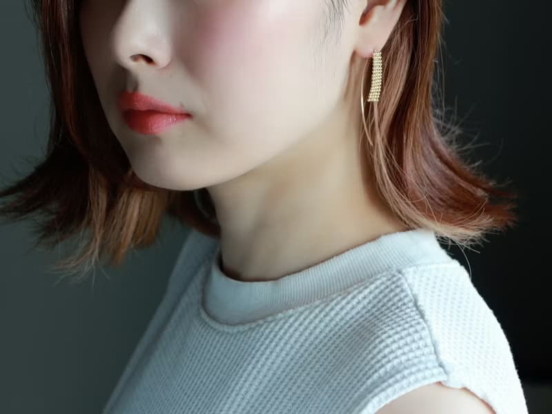 14kgf- ball bar marquis pierced earrings