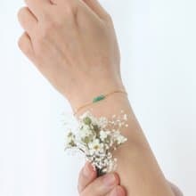 5月金牛座誕生石 祖母綠 14K注金幸運手鍊 送花語乾燥花束生日禮