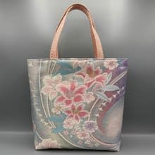 着物 帯 帯締め ハンドメイド トートバッグ リメイク ピンク 百合