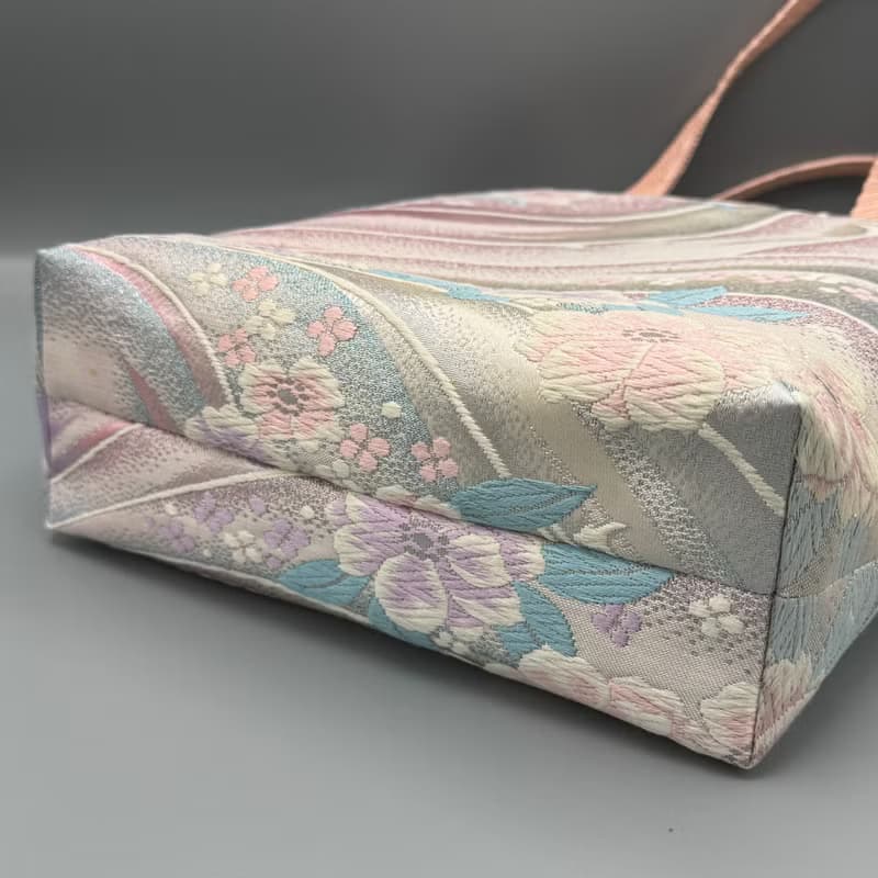 着物 帯 帯締め ハンドメイド トートバッグ リメイク ピンク 百合