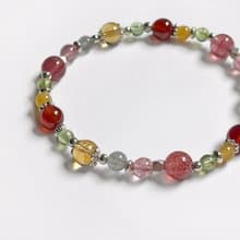 黃水晶草莓晶紅石榴925純銀手鍊
