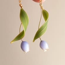 【浪漫鬱金香】 鬱金香耳環 淡紫色 手工銅線樹脂 耳環/耳夾