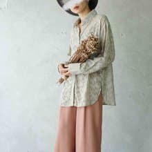 尋寶古著-葉綠素透膚緹花寬鬆襯衫