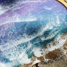 【現貨】紫藍色波浪紋海浪花形竹盤