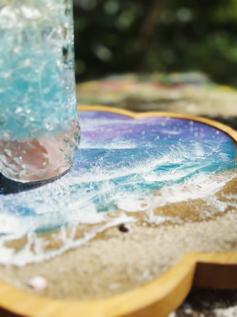 【現貨】紫藍色波浪紋海浪花形竹盤