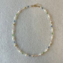 夏日三彩波紋珍珠項鍊 串珠項鍊