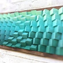 3D Wood Wall Art - Green  Artwork - Acoustic Panel Sound Diffuser