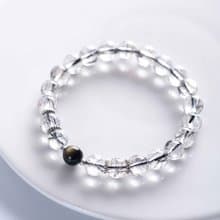 8mm黑髮晶黑曜石925純銀手鍊| 辟邪防小人 | 天然水晶手鍊禮物