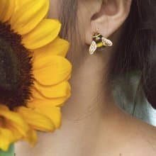 BumbleBee Earrings, Enamel Jewelry, Perfect gift, Spring.