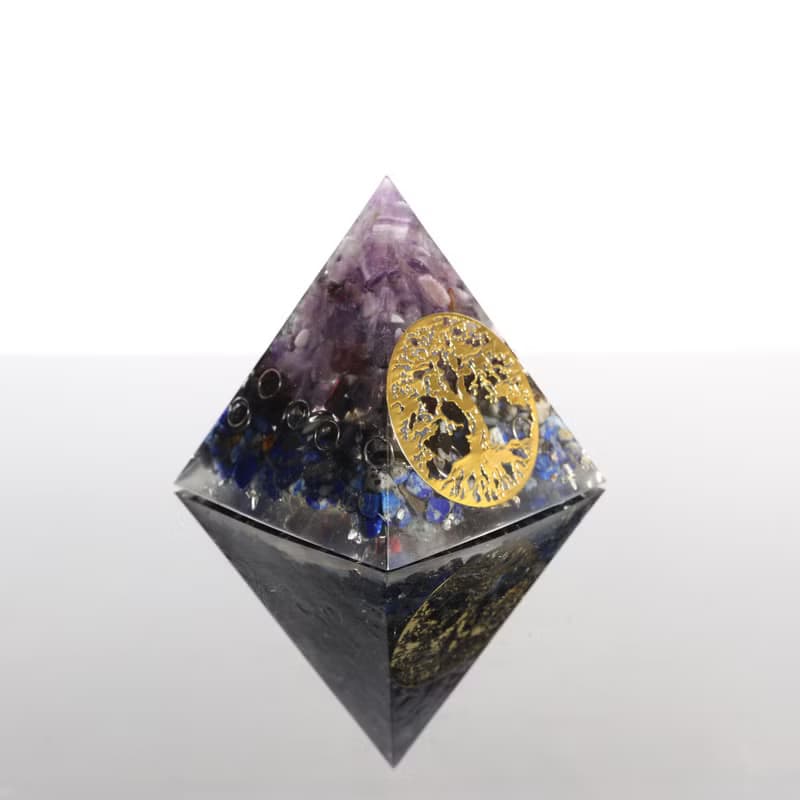 【母親節禮物】透明感生命之樹紫水晶智慧奧剛金字塔Orgonite水晶