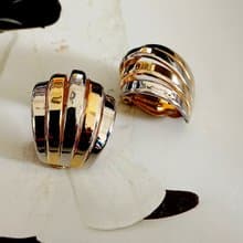 vintage jewelry  ERWIN PEARL時尚雙金環型 夾式耳環