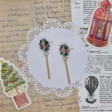 原創耳飾 迷你花圈金晃晃 聖誕必備 簡約設計 手作 樹脂 特色耳環