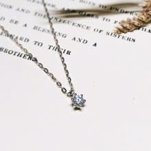 【 Moriarty Jewelry 】經典六爪 - 小鑽 - 14K 白K金 單鑽項鍊