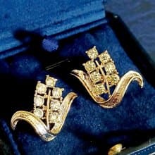 vintage jewelry SARAH COV 金色水鑽小麥玉米夾式耳環