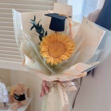 陽光色單朵永生向日葵花束 畢業花束 太陽花花束