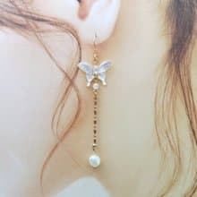 檸檬手作   蝶貝蝴蝶(長款)耳環/美國14K包金防敏耳勾/耳夾