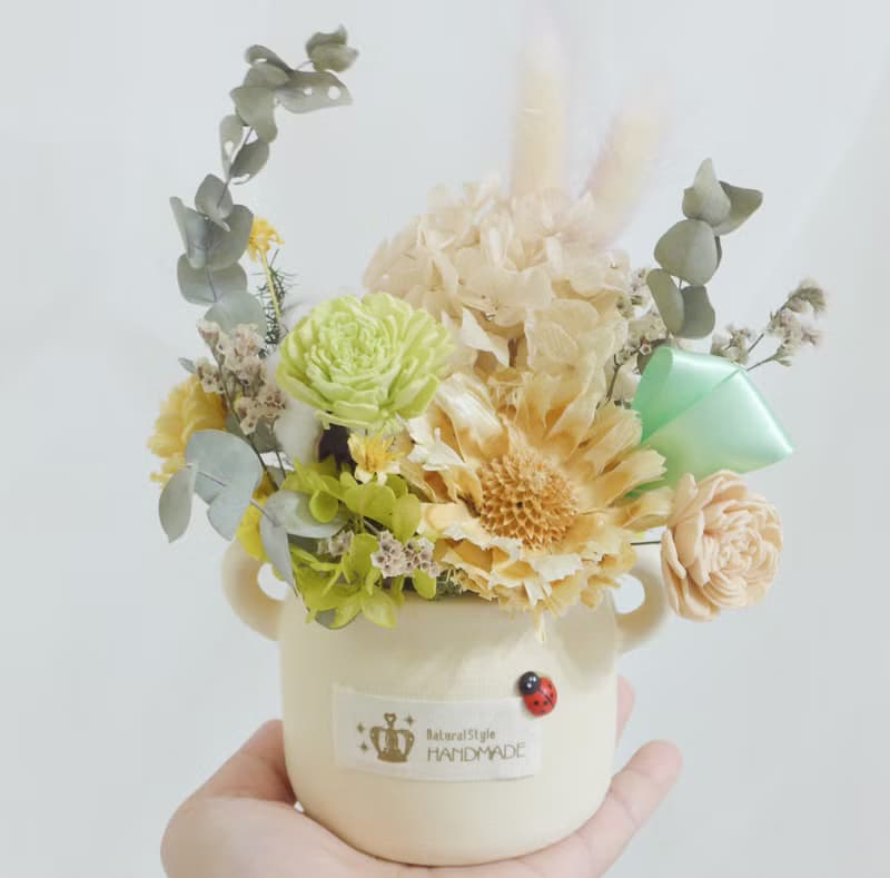 月亮上的兔子乾燥盆花 結婚捧花永生花520畢業花束情人節玫瑰生日