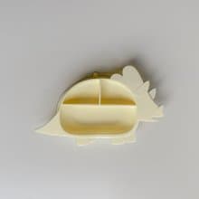 Besovida I 恐龍全矽膠學習餐盤－三角龍 (淡檸黃)