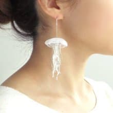 水母耳環 (小)  (白 / 單耳用) 1pc