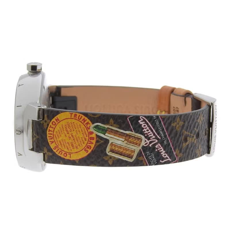 【日本直送】ルイ・ヴィトン LOUIS VUITTON タンブール 腕時計 Q1311 SS×レザー クオーツ アナログ表示 ブラウン文字盤【中古】