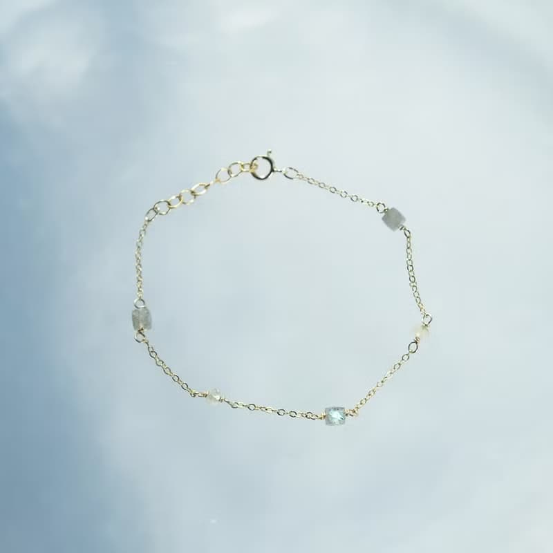 小雪球 拉長石手鍊 黃水晶 14K 包金 注金 水洗不退色